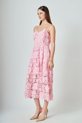 ENDLESS ROSE - 3D Applique Midi Dress - DRESSES available at Objectrare