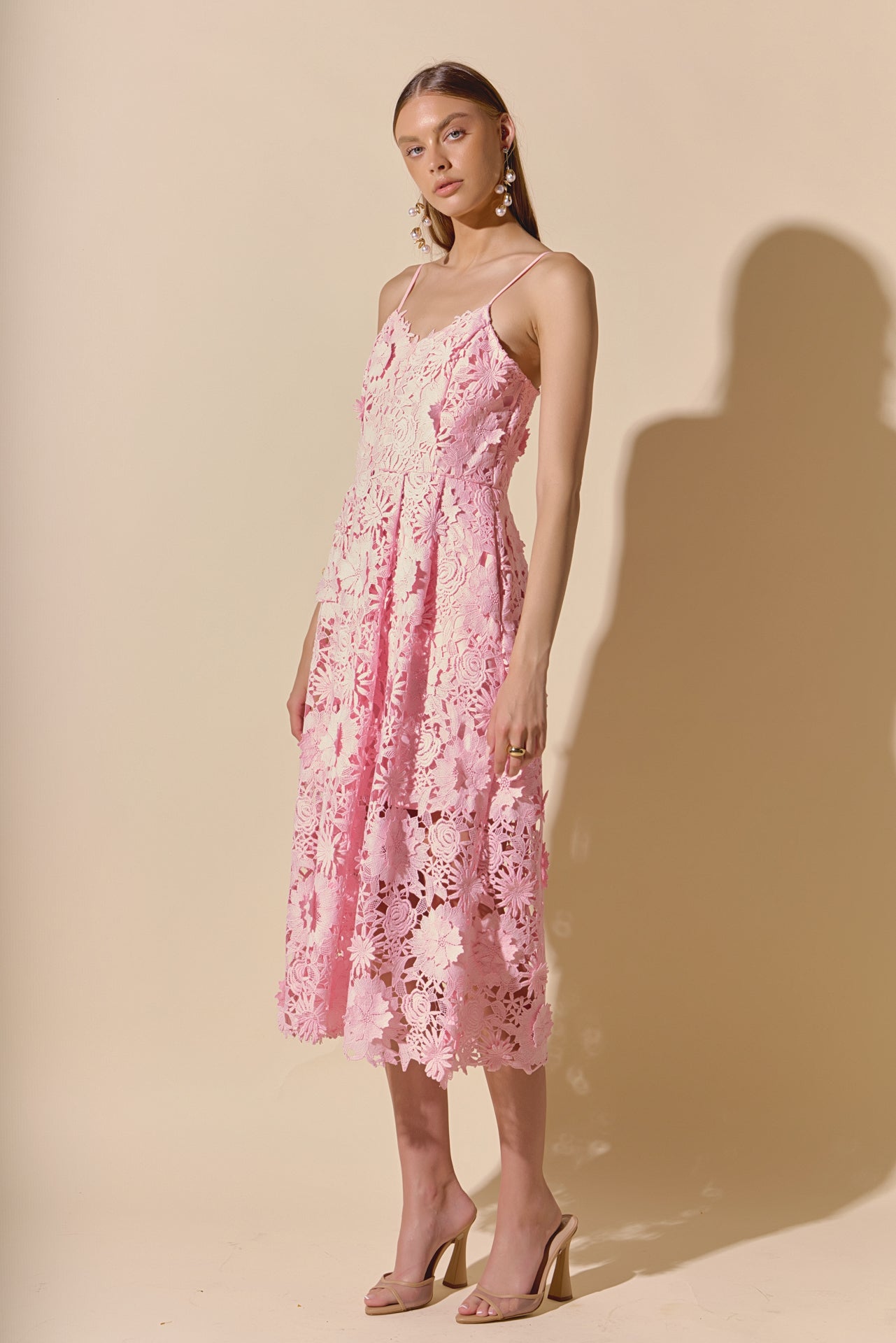 ENDLESS ROSE - 3D Applique Midi Dress - DRESSES available at Objectrare