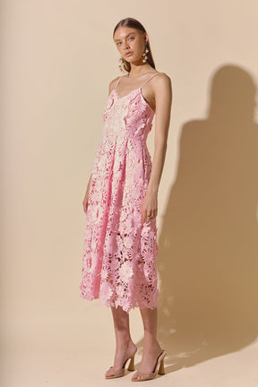 ENDLESS ROSE - 3D Applique Midi Dress - DRESSES available at Objectrare