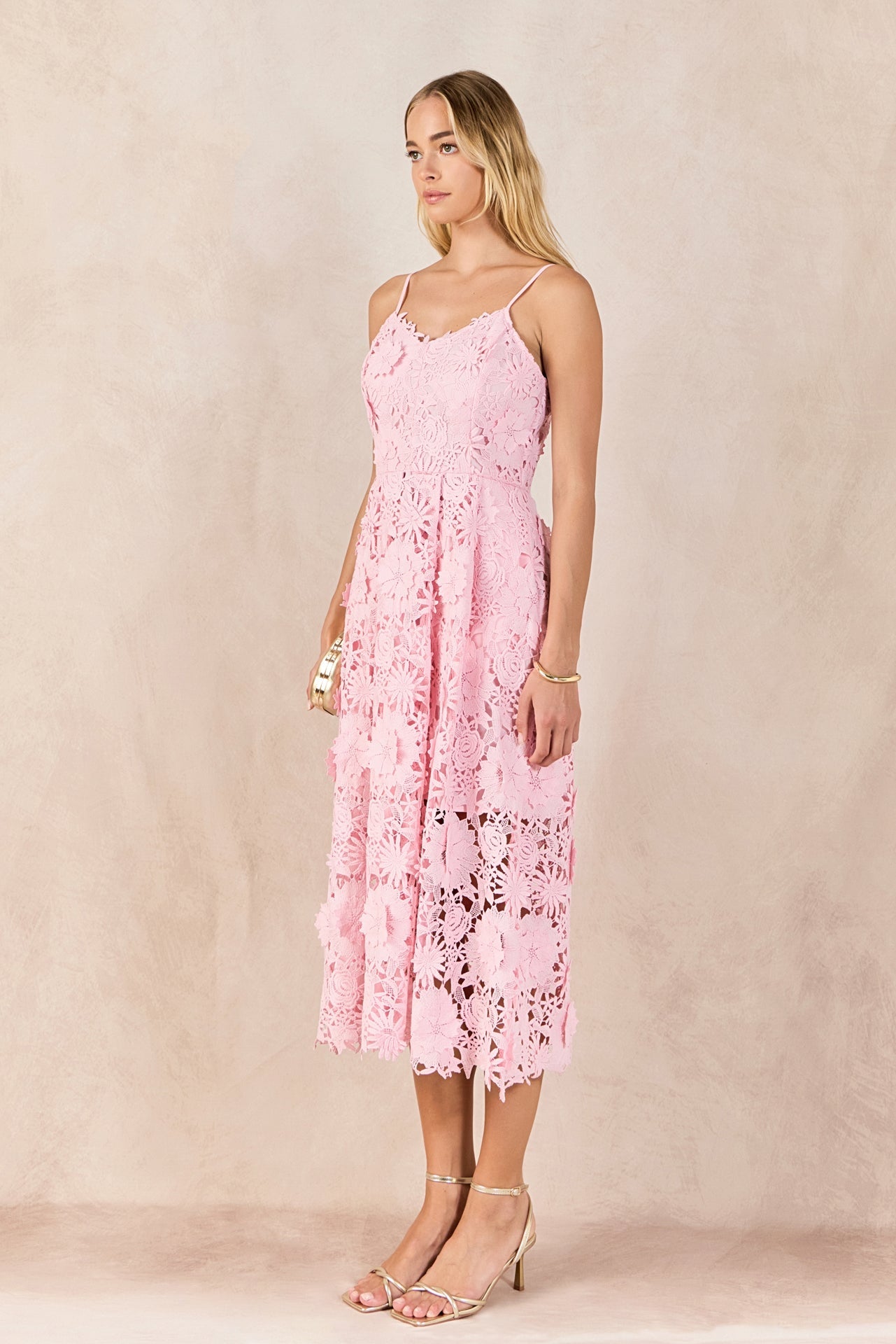 ENDLESS ROSE - 3D Applique Midi Dress - DRESSES available at Objectrare
