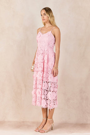 ENDLESS ROSE - 3D Applique Midi Dress - DRESSES available at Objectrare