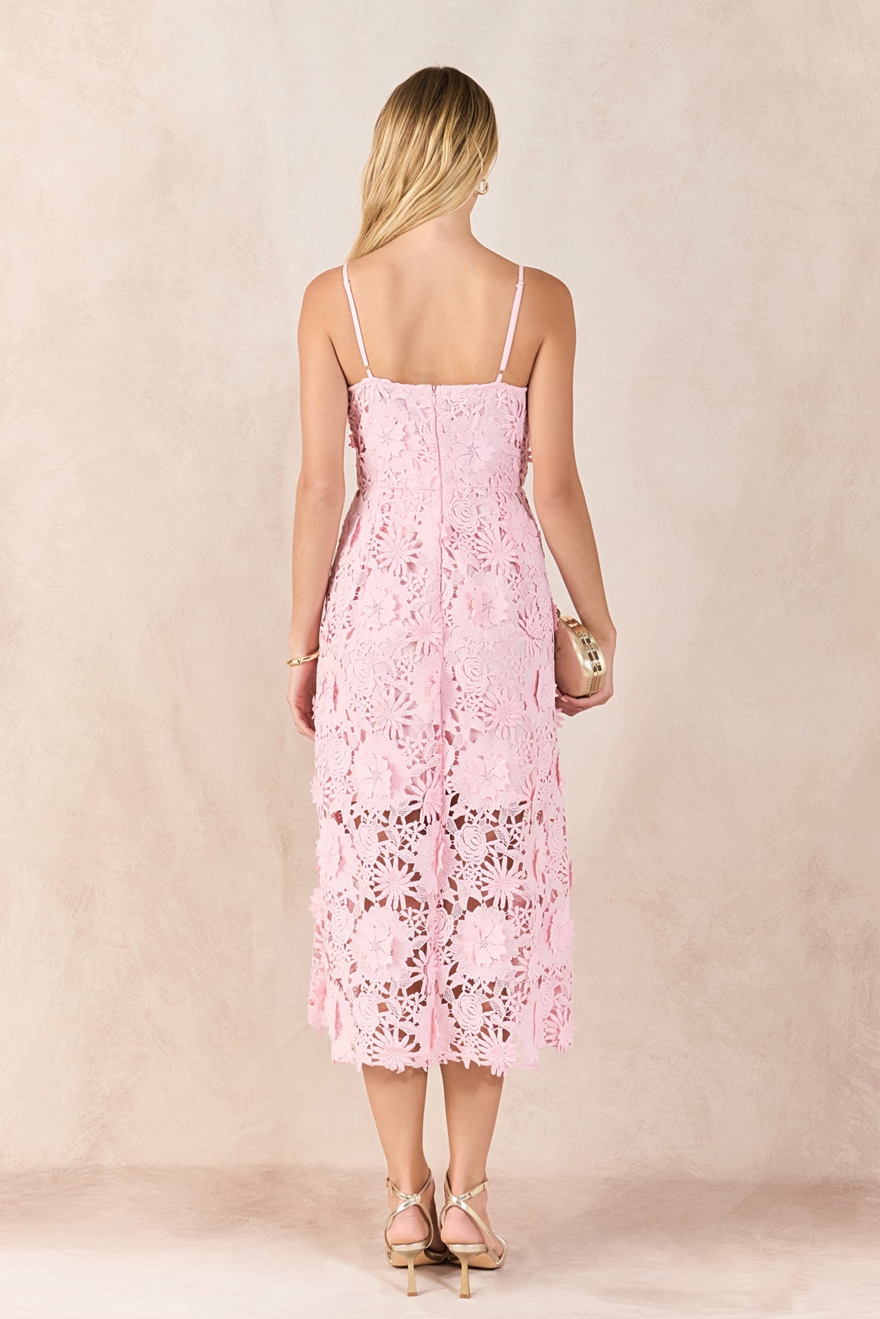 ENDLESS ROSE - 3D Applique Midi Dress - DRESSES available at Objectrare