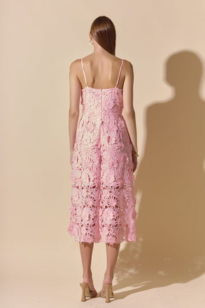 ENDLESS ROSE - 3D Applique Midi Dress - DRESSES available at Objectrare