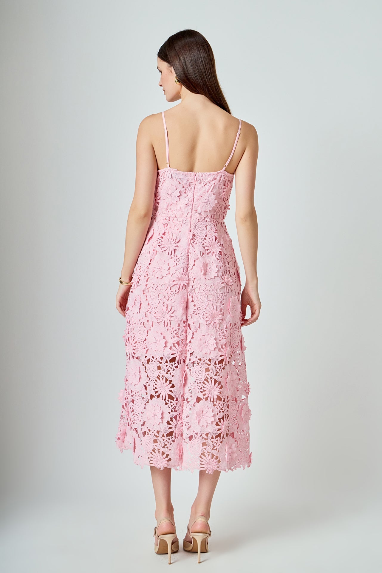 ENDLESS ROSE - 3D Applique Midi Dress - DRESSES available at Objectrare
