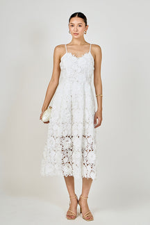 ENDLESS ROSE - 3D Applique Midi Dress - DRESSES available at Objectrare