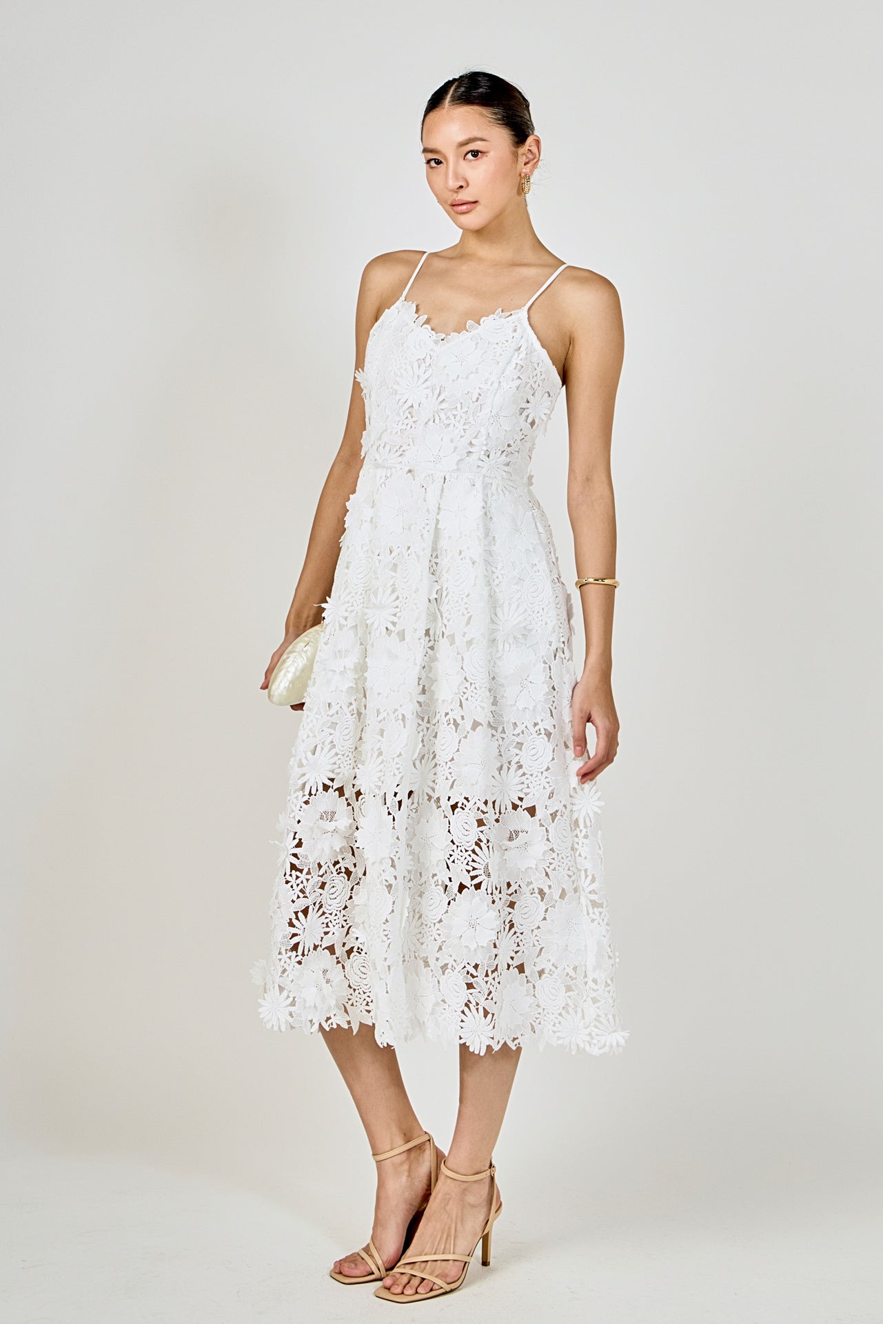 ENDLESS ROSE - 3D Applique Midi Dress - DRESSES available at Objectrare