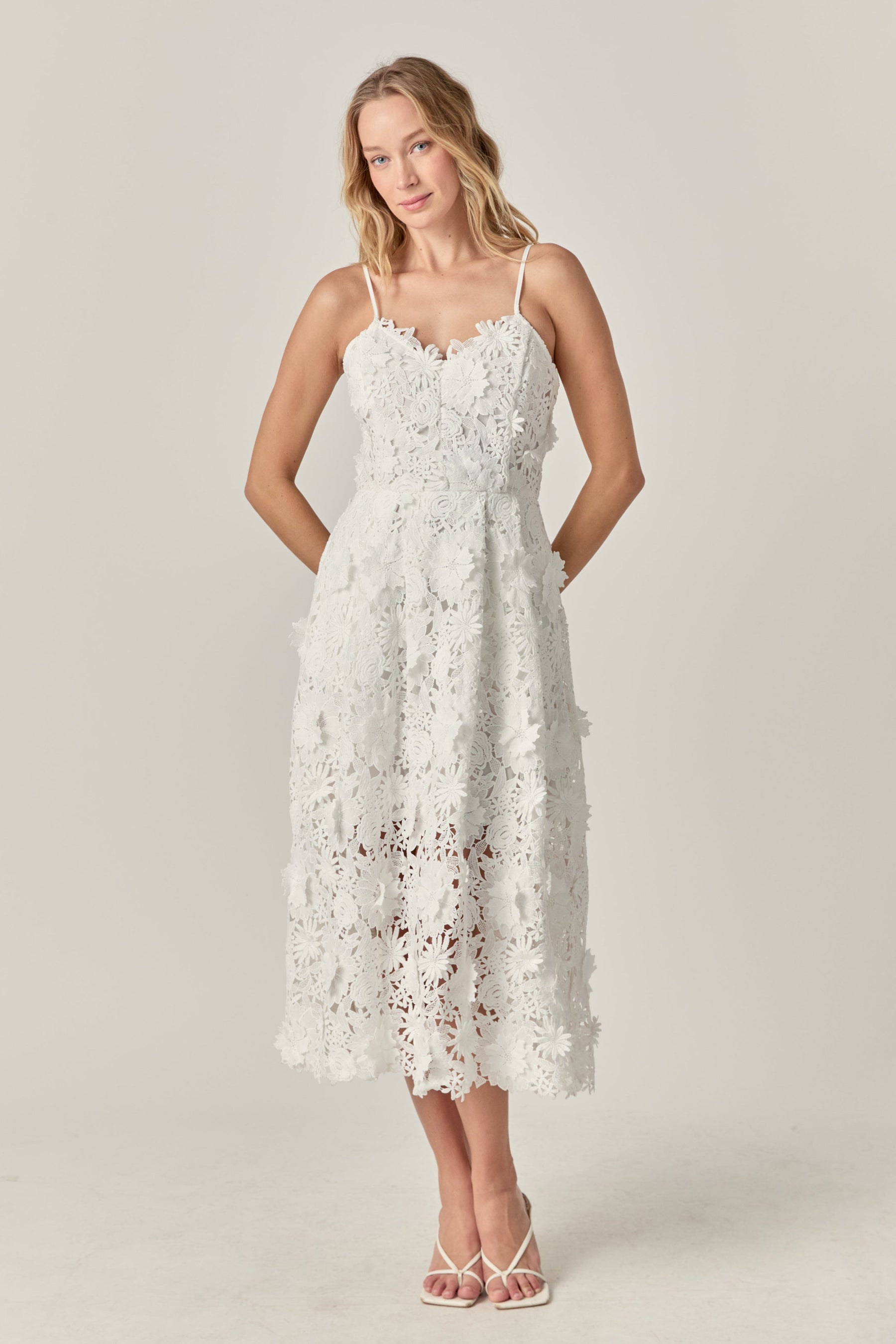 ENDLESS ROSE - 3D Applique Midi Dress - DRESSES available at Objectrare