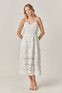 ENDLESS ROSE - 3D Applique Midi Dress - DRESSES available at Objectrare