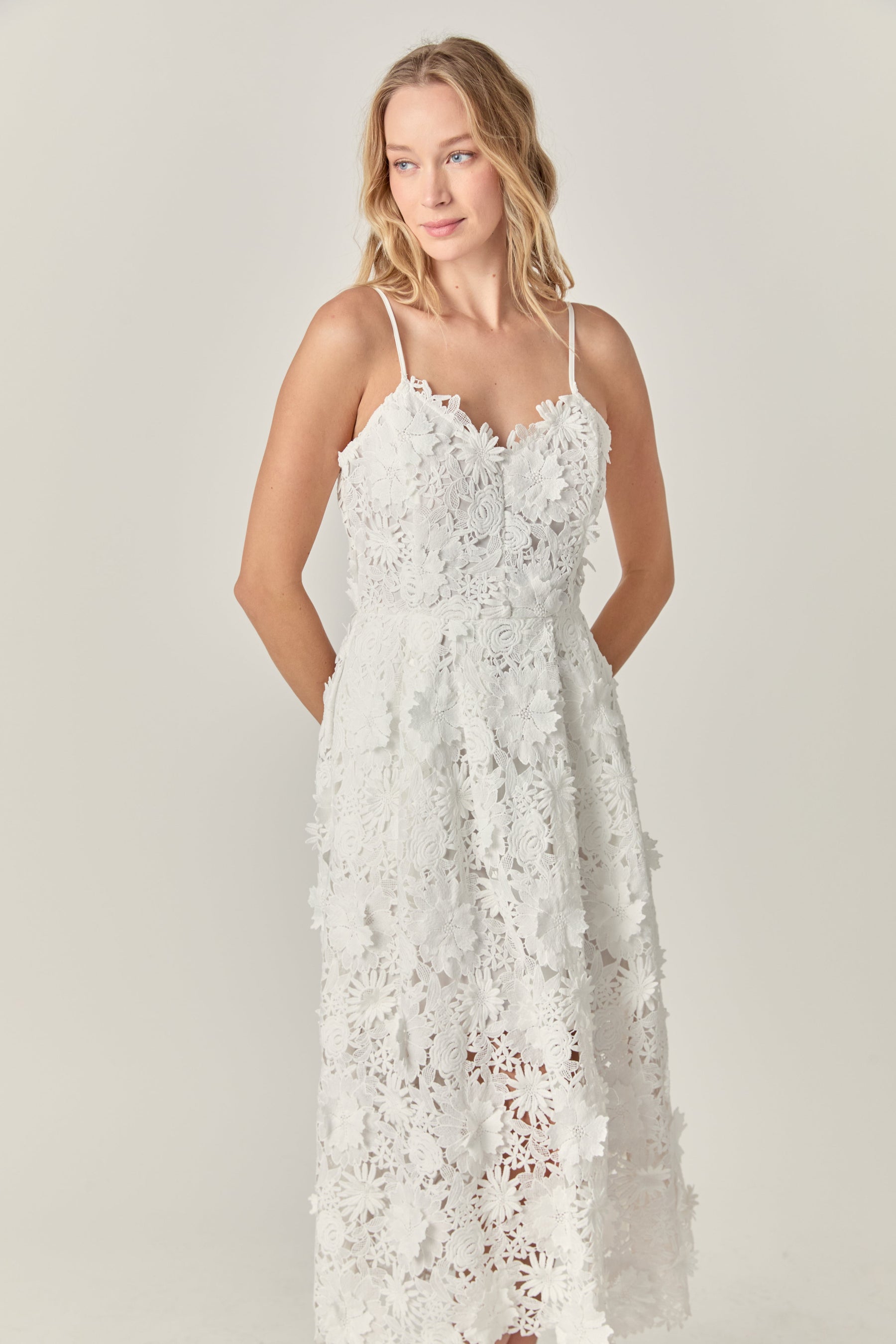 ENDLESS ROSE - 3D Applique Midi Dress - DRESSES available at Objectrare