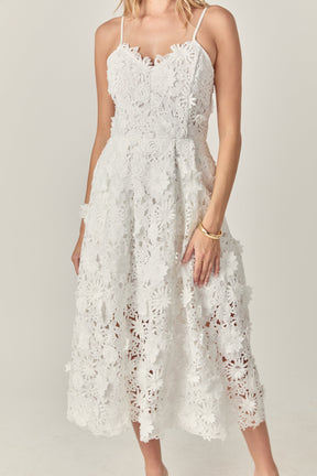ENDLESS ROSE - 3D Applique Midi Dress - DRESSES available at Objectrare