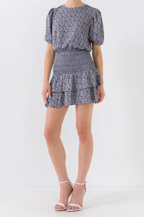 Textured Floral Puff Sleeve Top