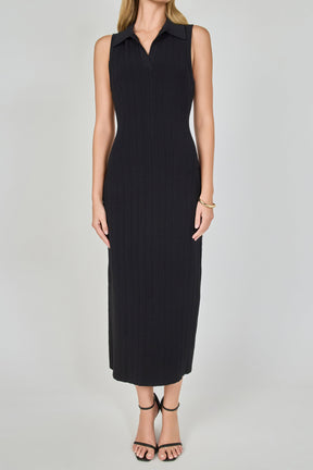 ENDLESS ROSE - Collared Sleeveless Maxi Dress - DRESSES available at Objectrare