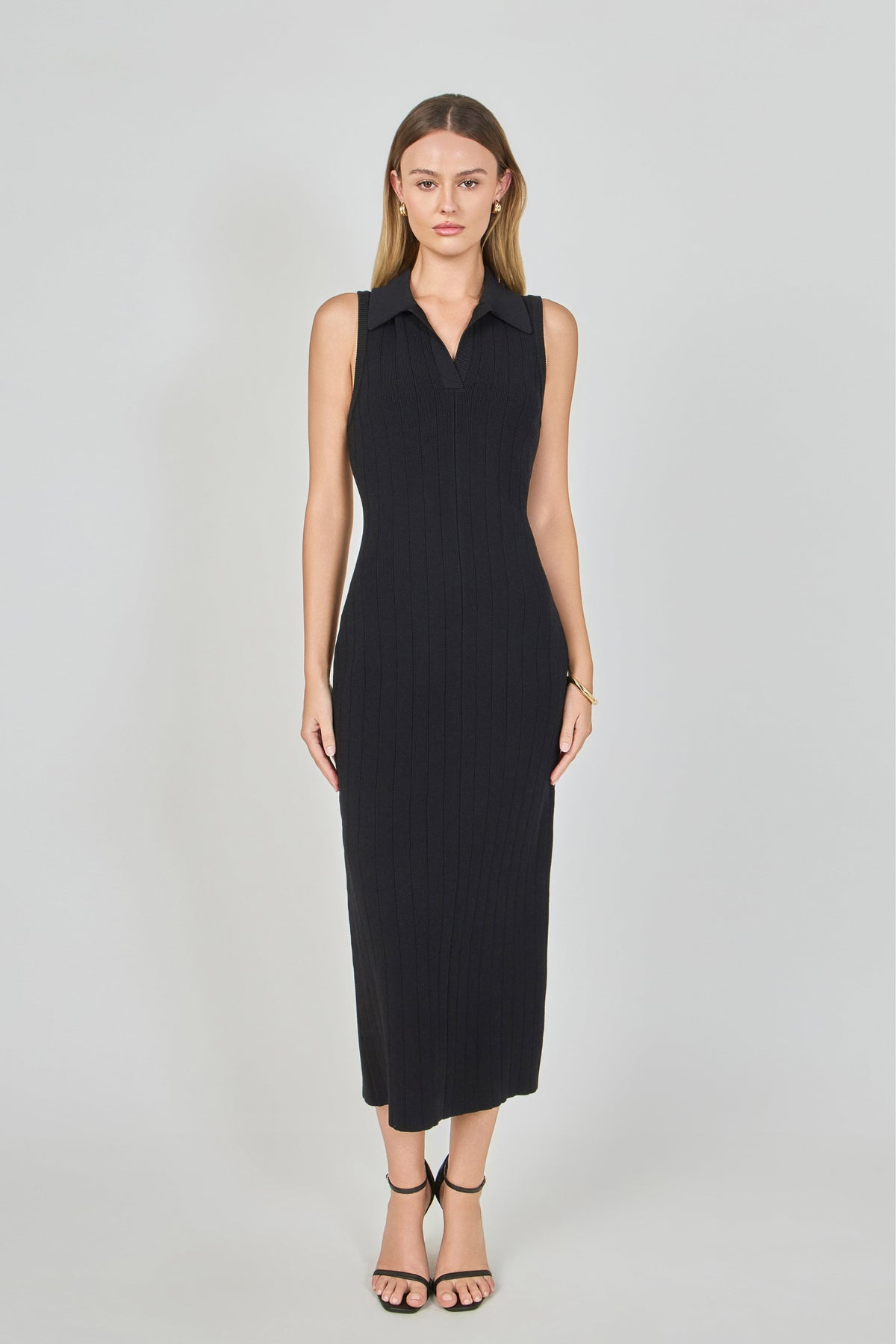 ENDLESS ROSE - Collared Sleeveless Maxi Dress - DRESSES available at Objectrare