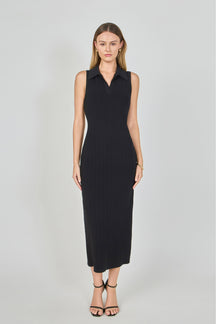 ENDLESS ROSE - Collared Sleeveless Maxi Dress - DRESSES available at Objectrare