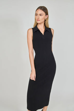 ENDLESS ROSE - Collared Sleeveless Maxi Dress - DRESSES available at Objectrare