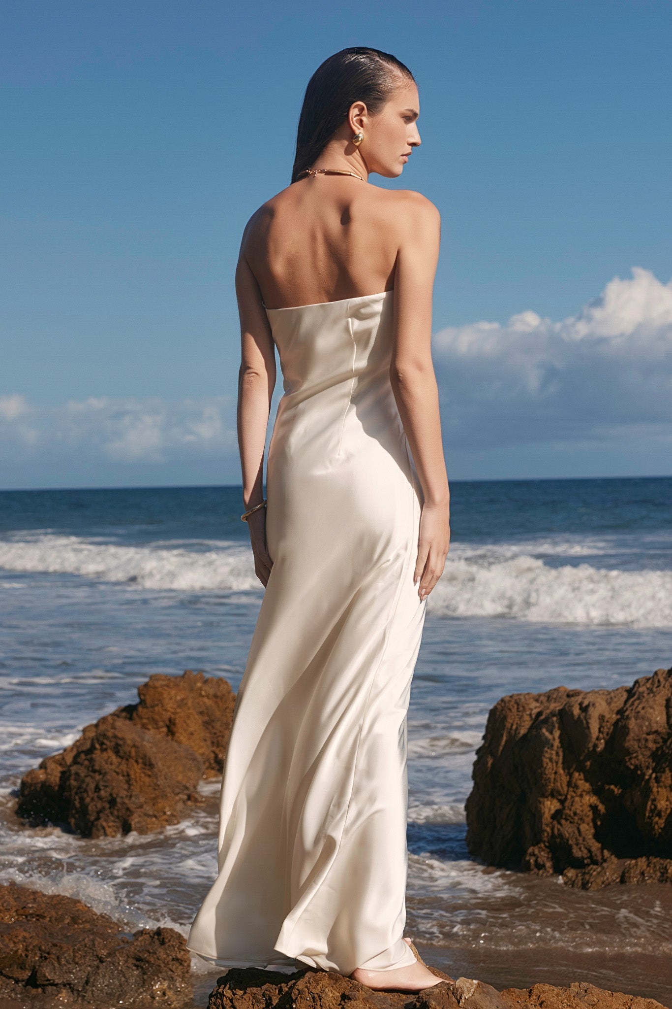 ENDLESS ROSE - Strapless Satin Maxi Dress - DRESSES available at Objectrare