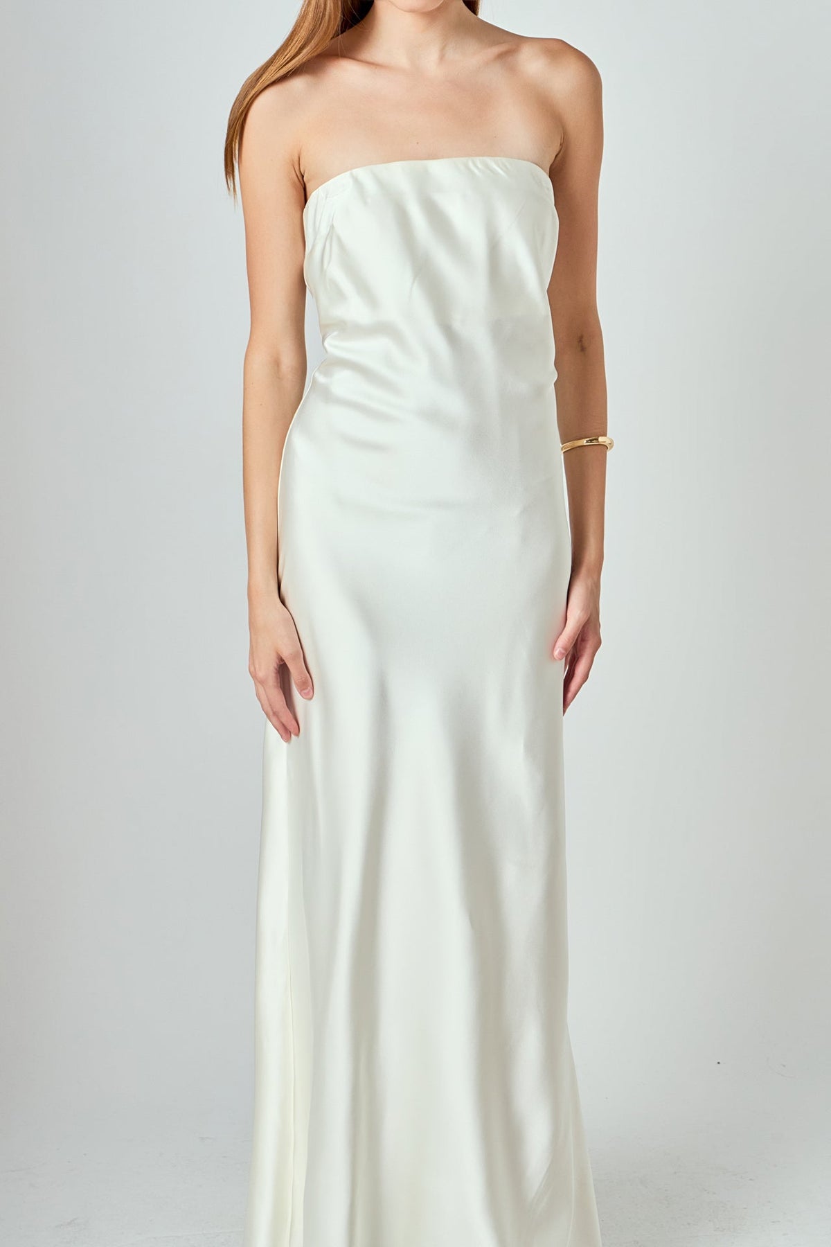 ENDLESS ROSE - Strapless Satin Maxi Dress - DRESSES available at Objectrare