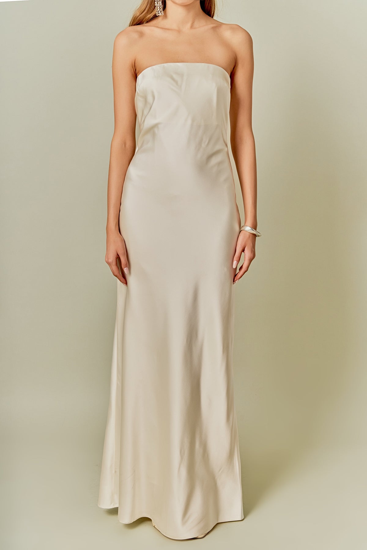 ENDLESS ROSE - Strapless Satin Maxi Dress - DRESSES available at Objectrare