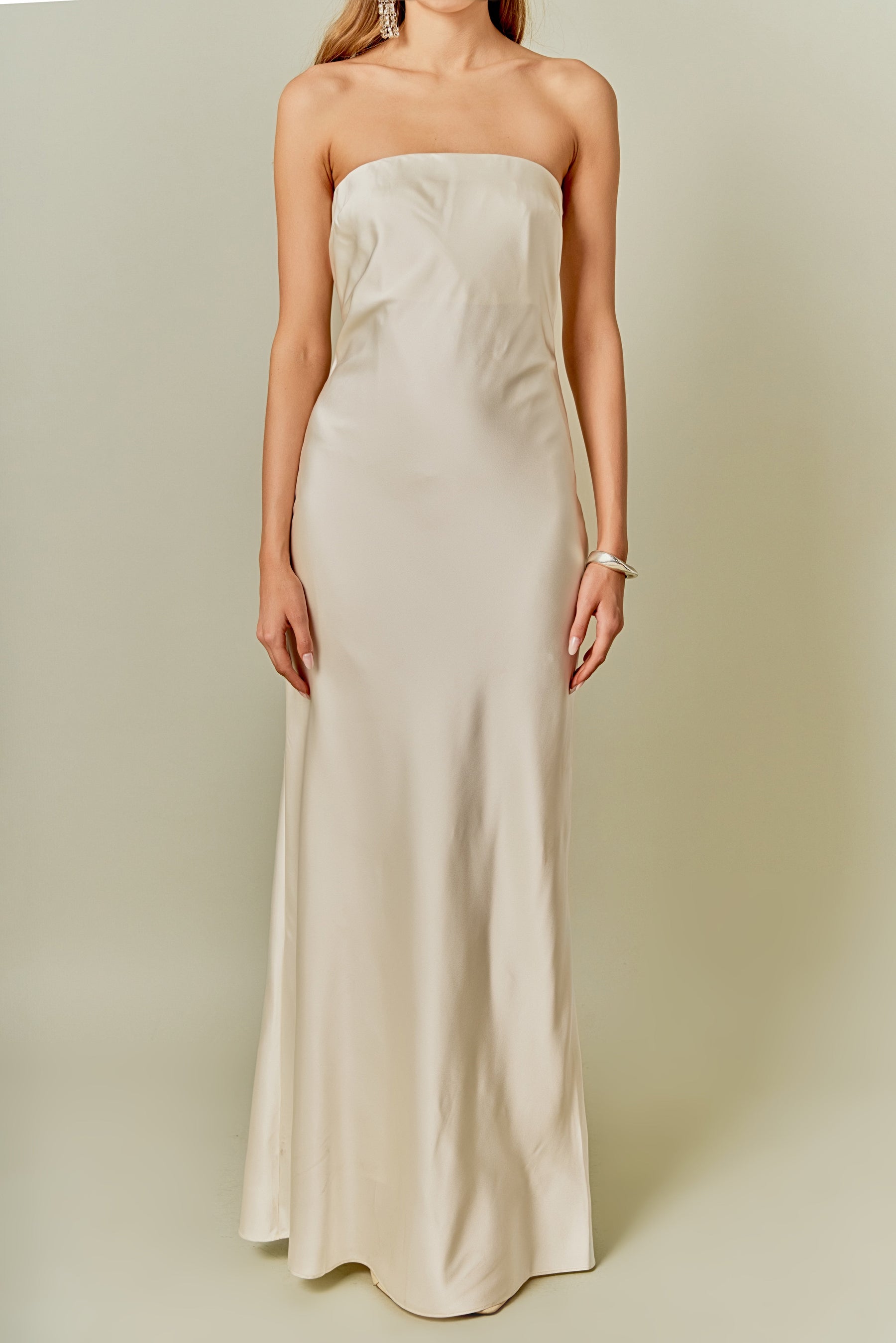 ENDLESS ROSE - Strapless Satin Maxi Dress - DRESSES available at Objectrare