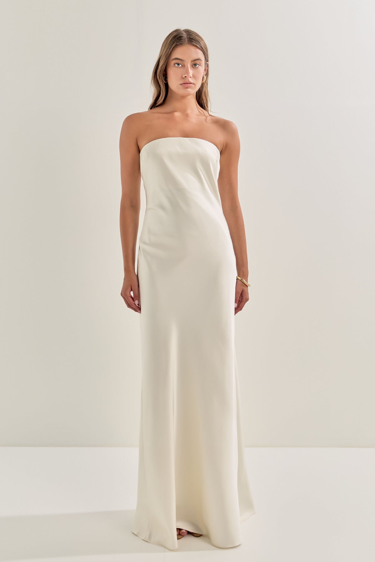 ENDLESS ROSE - Strapless Satin Maxi Dress - DRESSES available at Objectrare