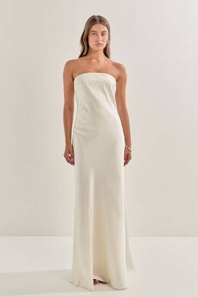 Strapless Satin Maxi Dress