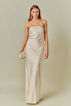 ENDLESS ROSE - Strapless Satin Maxi Dress - DRESSES available at Objectrare