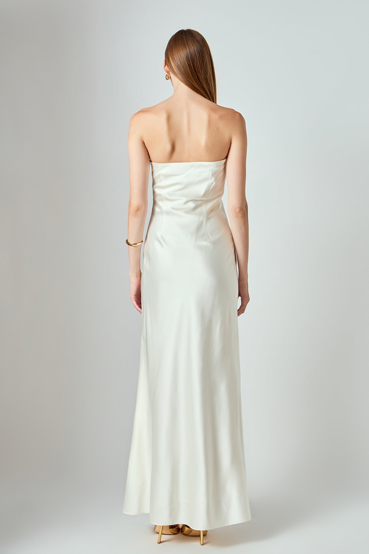 ENDLESS ROSE - Strapless Satin Maxi Dress - DRESSES available at Objectrare