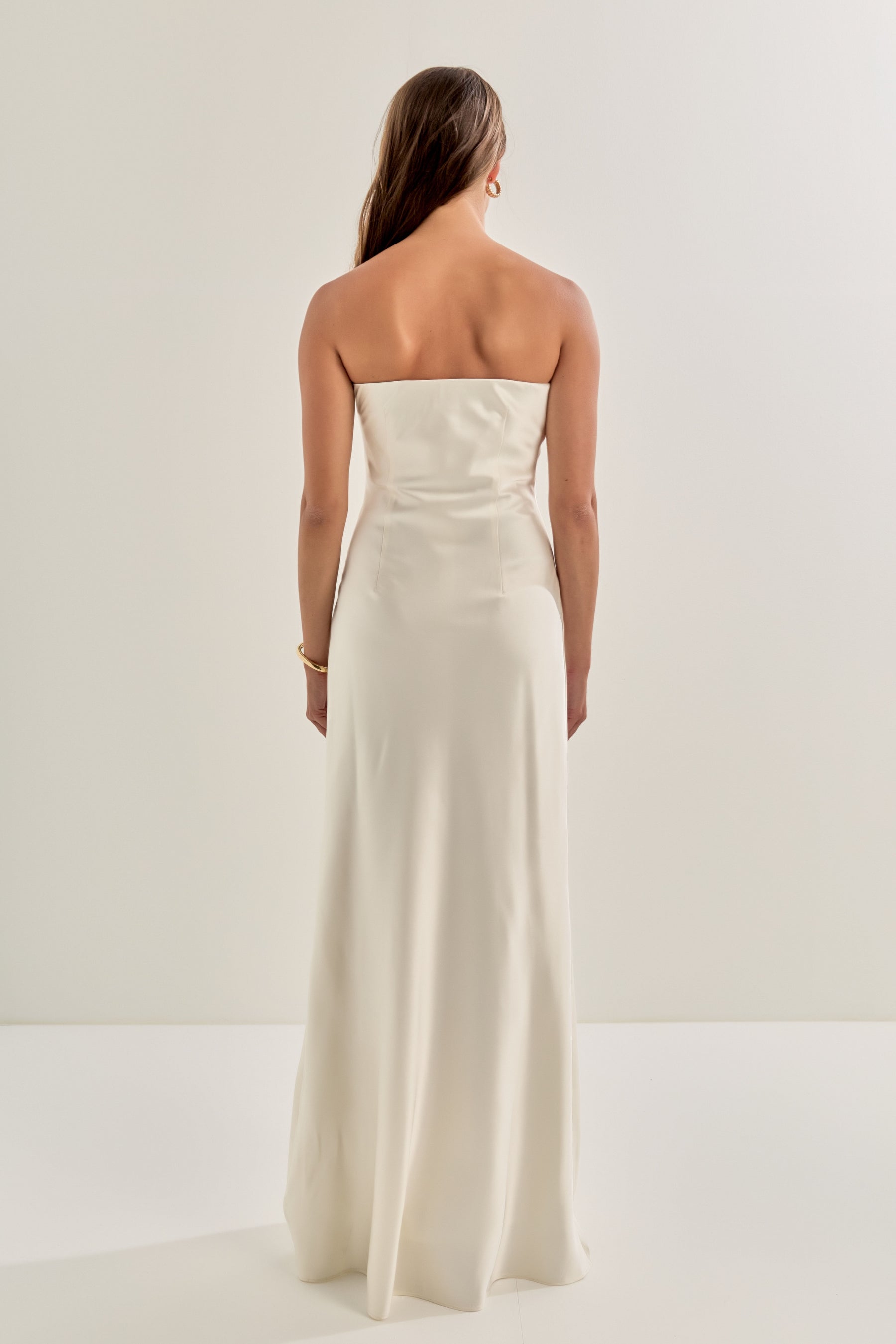 Strapless Satin Maxi Dress