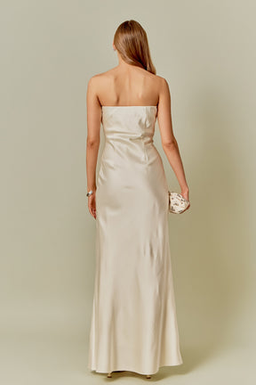 ENDLESS ROSE - Strapless Satin Maxi Dress - DRESSES available at Objectrare