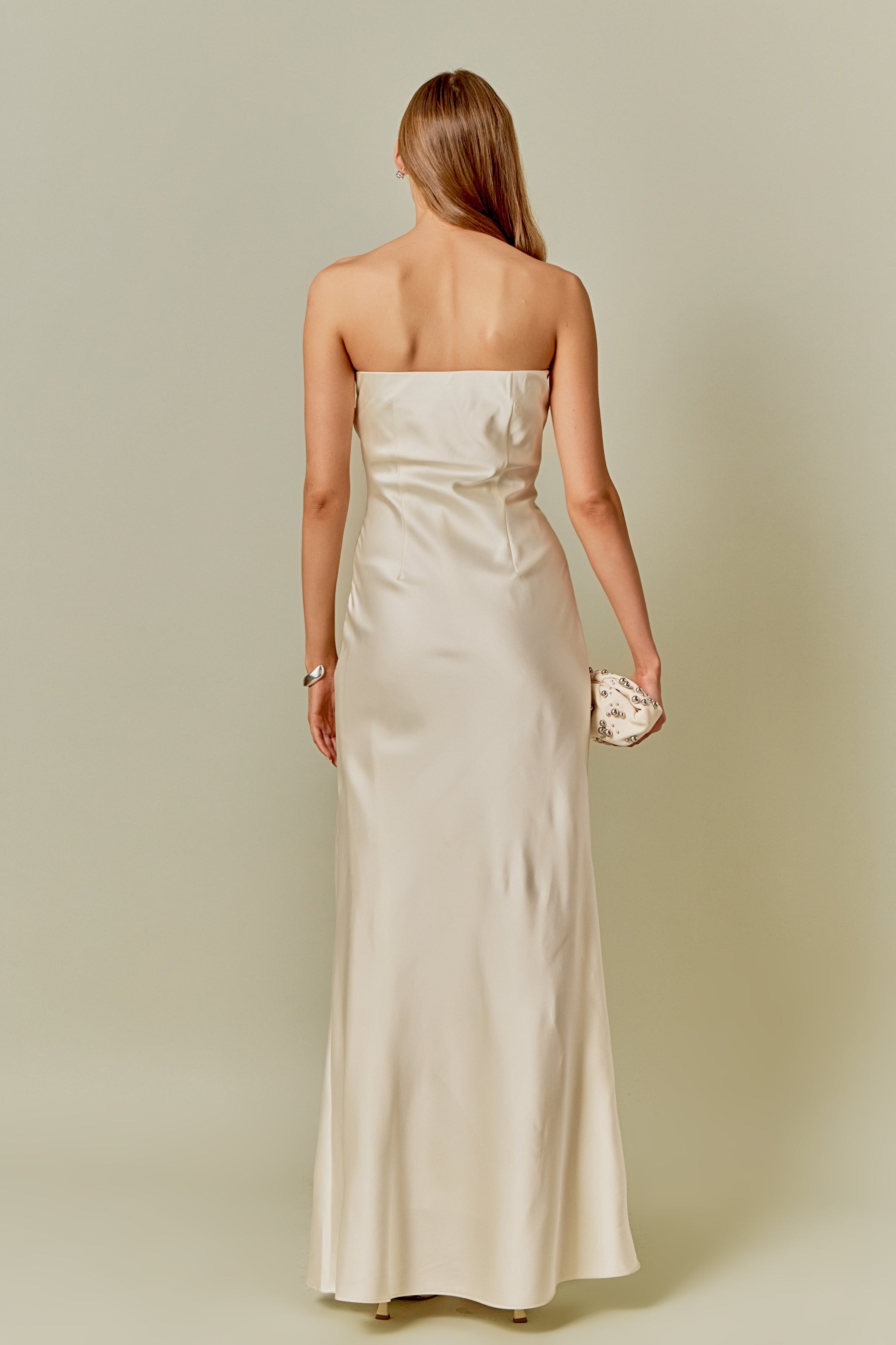 strapless satin sculpt maxi dress Serenity MAJESTIC Black STRAPLESS SILK SATIN MAXI DRESS
