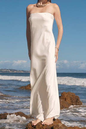 ENDLESS ROSE - Strapless Satin Maxi Dress - DRESSES available at Objectrare