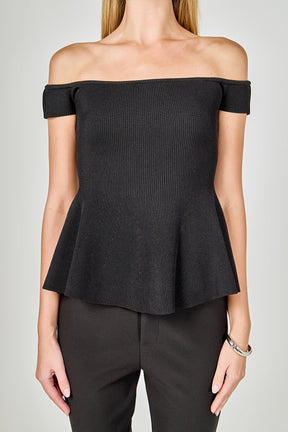 ENDLESS ROSE - Knit Pleated Off Shoulder Top - TOPS available at Objectrare