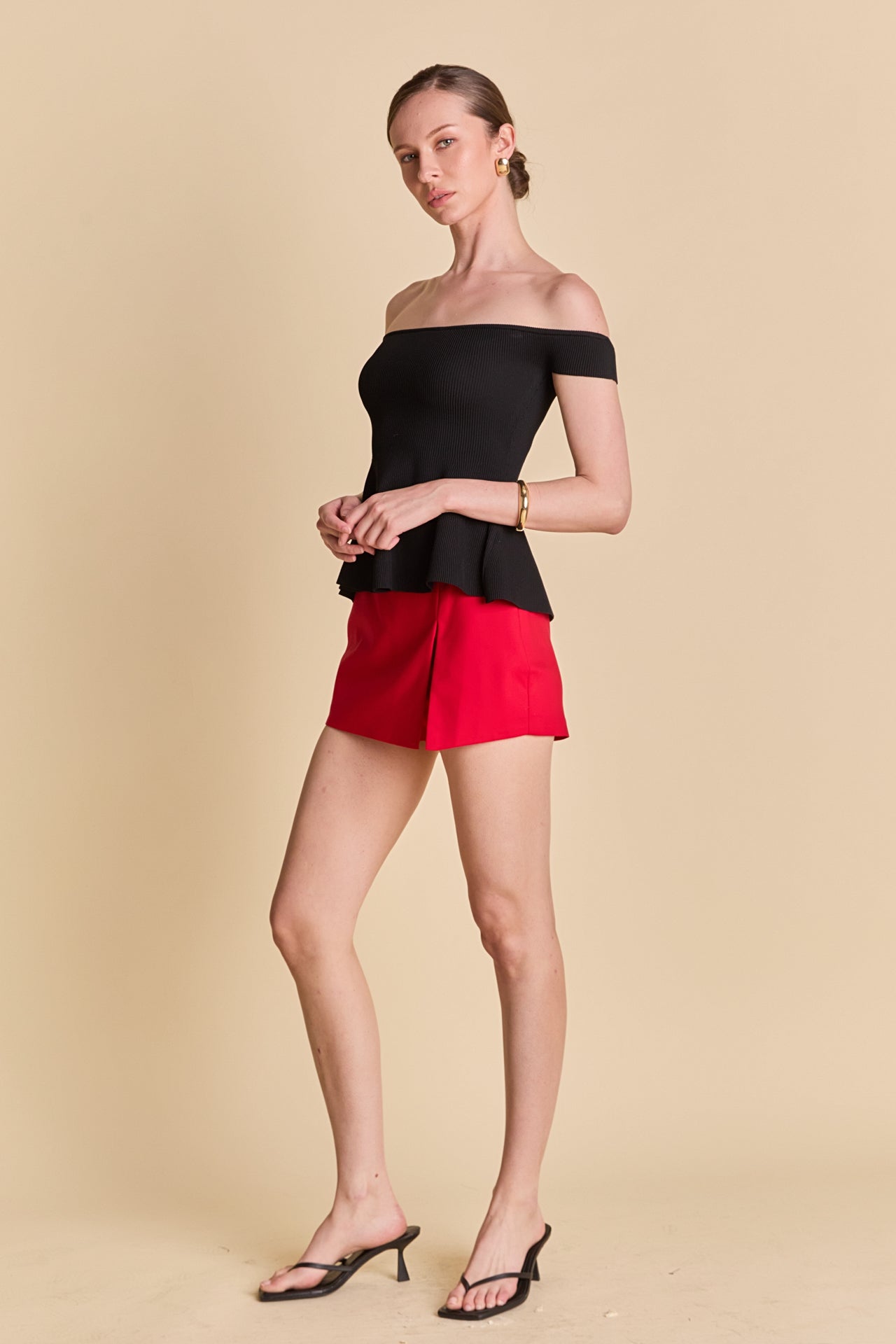 ENDLESS ROSE - Knit Pleated Off Shoulder Top - TOPS available at Objectrare