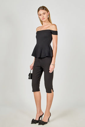 ENDLESS ROSE - Knit Pleated Off Shoulder Top - TOPS available at Objectrare