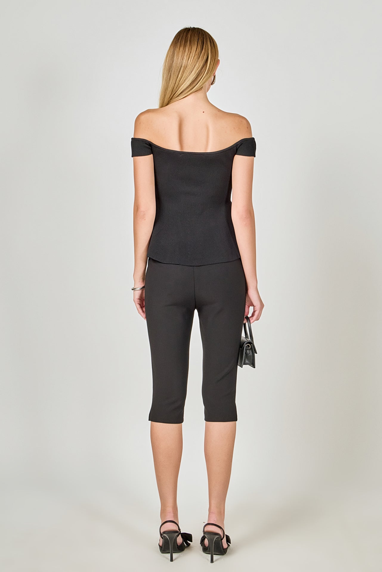 ENDLESS ROSE - Knit Pleated Off Shoulder Top - TOPS available at Objectrare