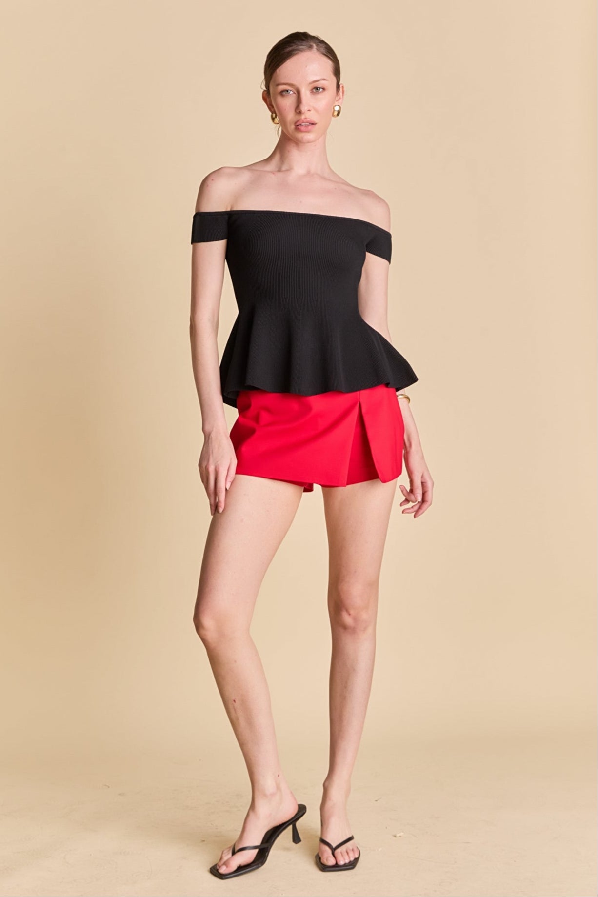 ENDLESS ROSE - Knit Pleated Off Shoulder Top - TOPS available at Objectrare