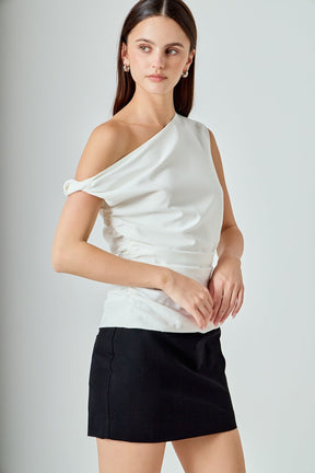 ENDLESS ROSE - Draped One Shoulder Accent Top - TOPS available at Objectrare