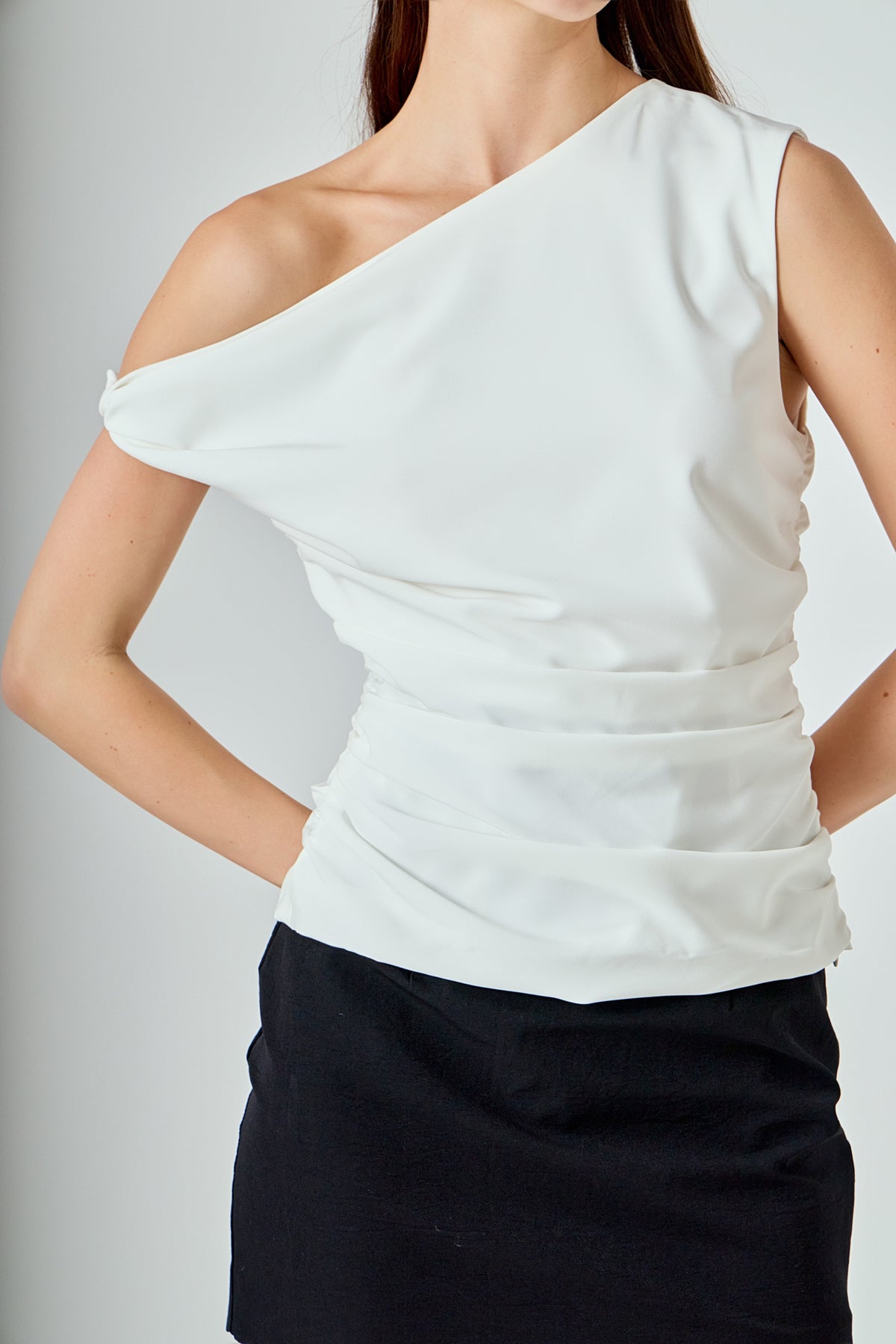 Draped One Shoulder Accent Top