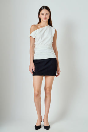 Draped One Shoulder Accent Top