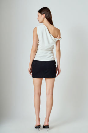 Draped One Shoulder Accent Top