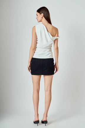 ENDLESS ROSE - Draped One Shoulder Accent Top - TOPS available at Objectrare