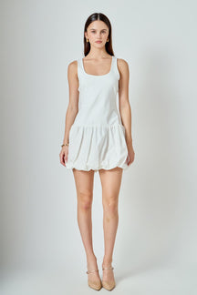 ENDLESS ROSE - Quinn Mixed Media Scoop Neck Blouson Mini Dress - DRESSES available at Objectrare