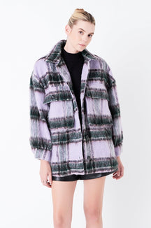 GREY LAB - Grey Lab - Oversized Plaid Shacket with Pockets - COATS available at Objectrare