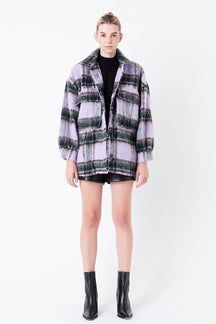 GREY LAB - Oversized Plaid Shacket with Pockets - COATS available at Objectrare