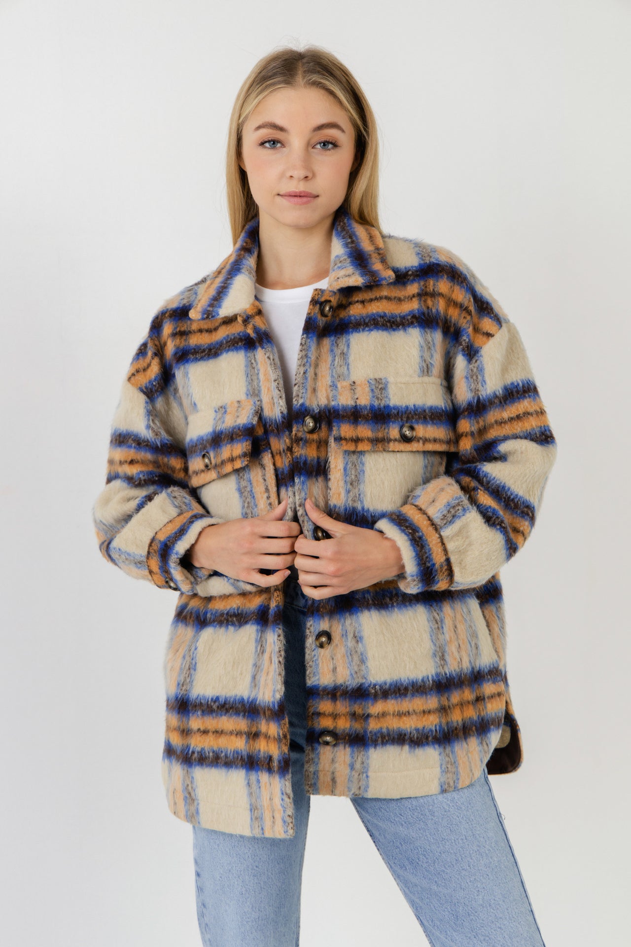 Oversized Plaid Shacket with Pockets