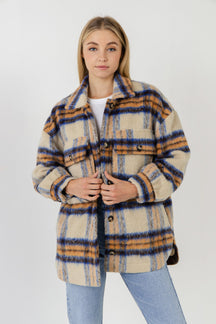 GREY LAB - Grey Lab - Oversized Plaid Shacket with Pockets - COATS available at Objectrare