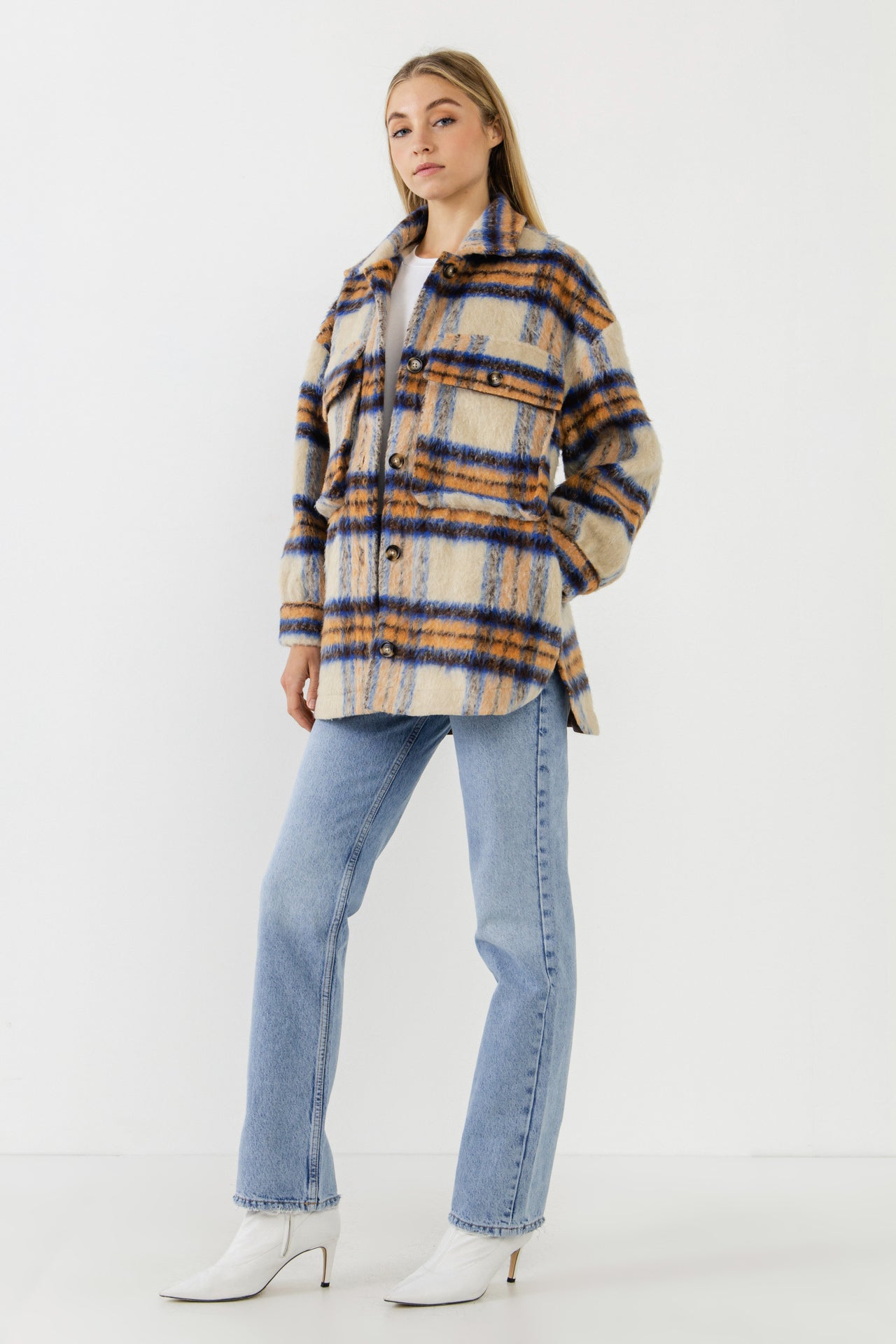 Oversized Plaid Shacket with Pockets