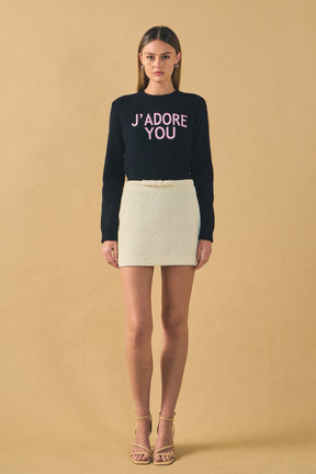 ENDLESS ROSE - Tweed Bow Belt Mini Skirt - SKIRTS available at Objectrare
