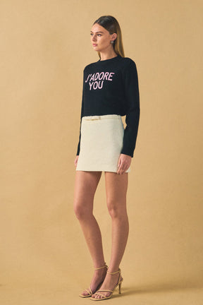 ENDLESS ROSE - Tweed Bow Belt Mini Skirt - SKIRTS available at Objectrare