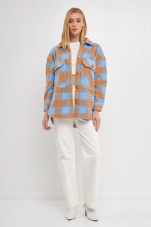ENGLISH FACTORY - Gingham Shacket with Front Double Pockets - JACKETS available at Objectrare